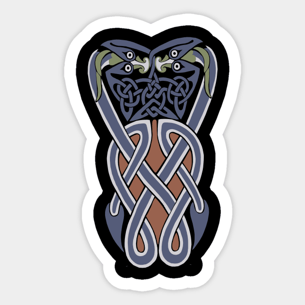 Book of Kells Knot Work, Celtic Knot Serpents Sticker by UsuallyUnusual